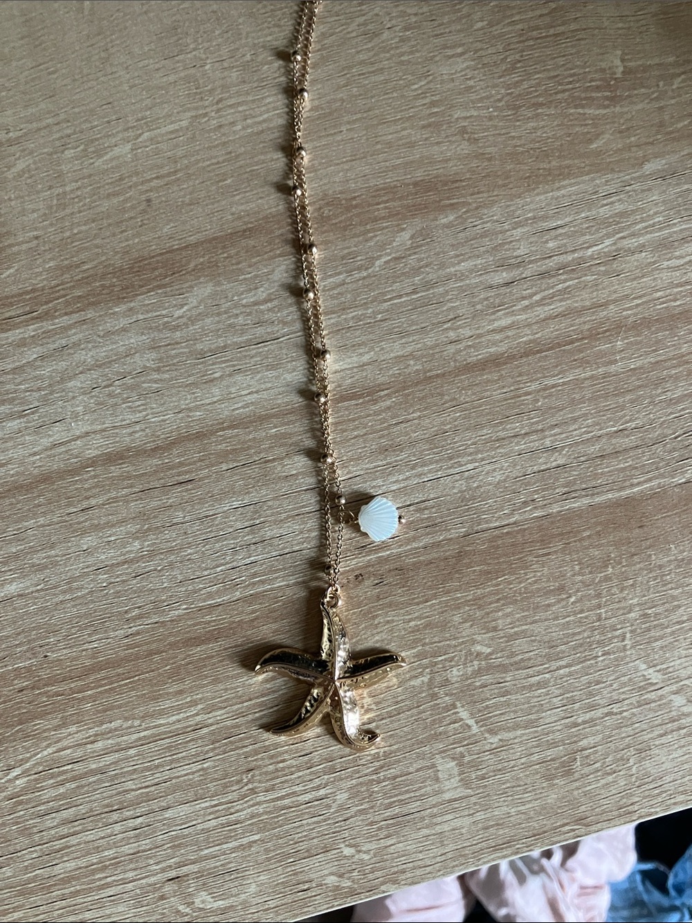 Dry Goods Gold Starfish Pendant Necklace with White Accent Bead